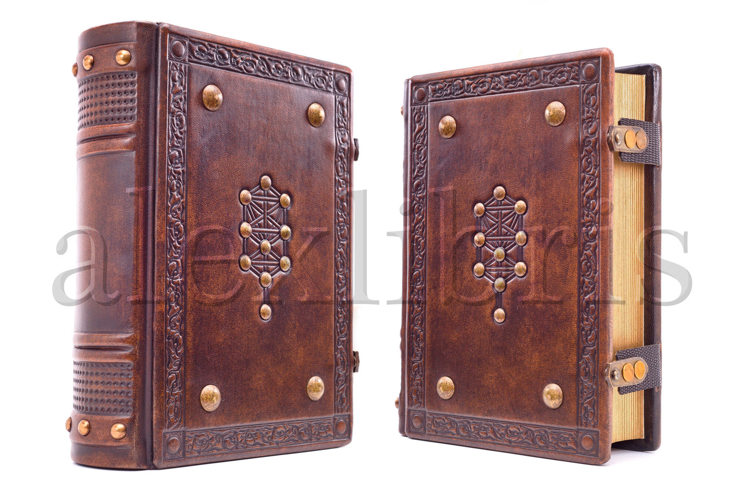Kabbalah Leather Journal: Large 7.5 x 10 Inches, 600 Blank Pages - Embark on a Spiritual Journey with the Sacred Tree of Life in this Book of Shadows