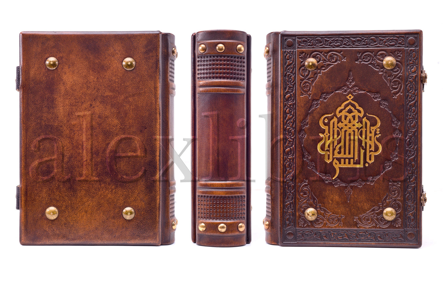 Basmala Leather Journal: 7.5 x 10 Inches, 600 Blank Pages - Embark on a Journey of Calligraphy and Inspiration with this Medieval-Styled Leather Journal