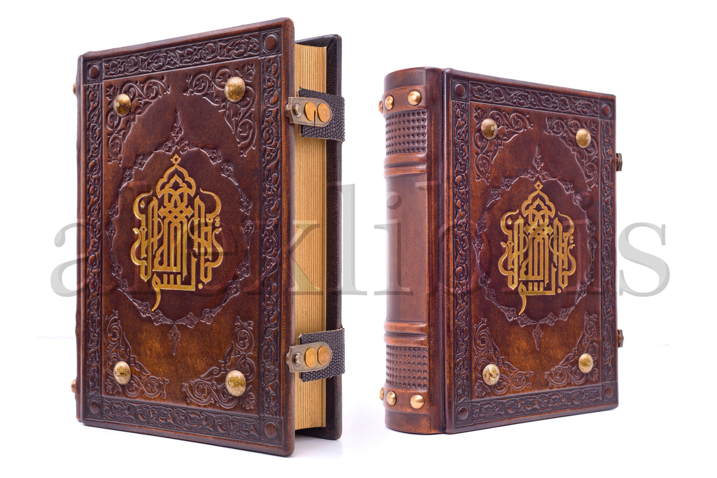 Basmala Leather Journal: 7.5 x 10 Inches, 600 Blank Pages - Embark on a Journey of Calligraphy and Inspiration with this Medieval-Styled Leather Journal