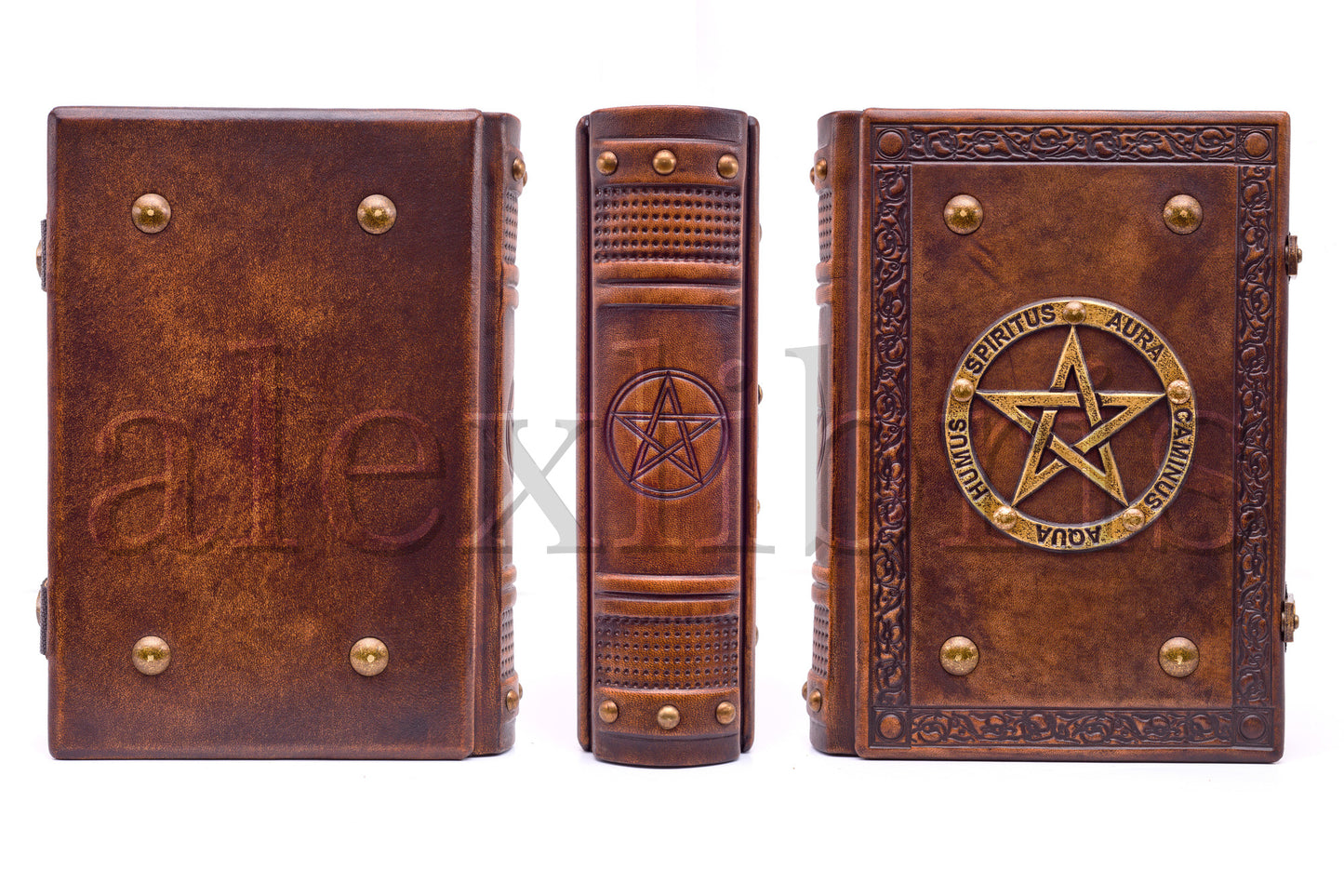 Pentagram Leather Journal: Large 7.5 x 10 Inches, 600 Blank Pages - Unleashing the Power of the Elements