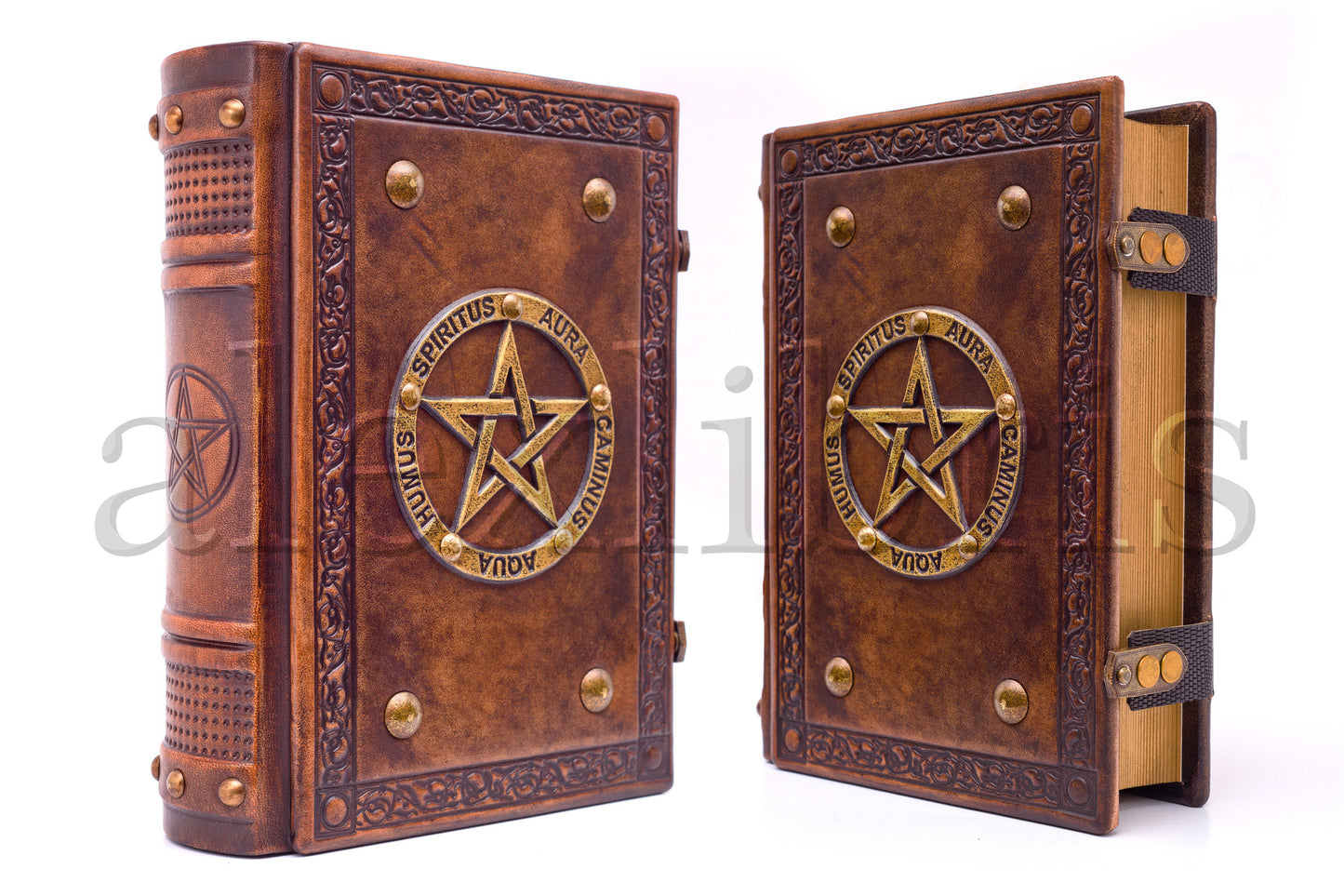 Pentagram Leather Journal: Large 7.5 x 10 Inches, 600 Blank Pages - Unleashing the Power of the Elements