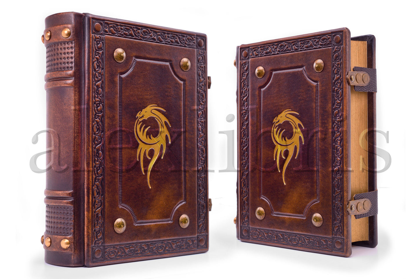 Dragon Leather Journal: Large 7.5 x 10 Inches, 600 Blank Pages - Ignite Your Imagination with this Antiqued Leather Journal