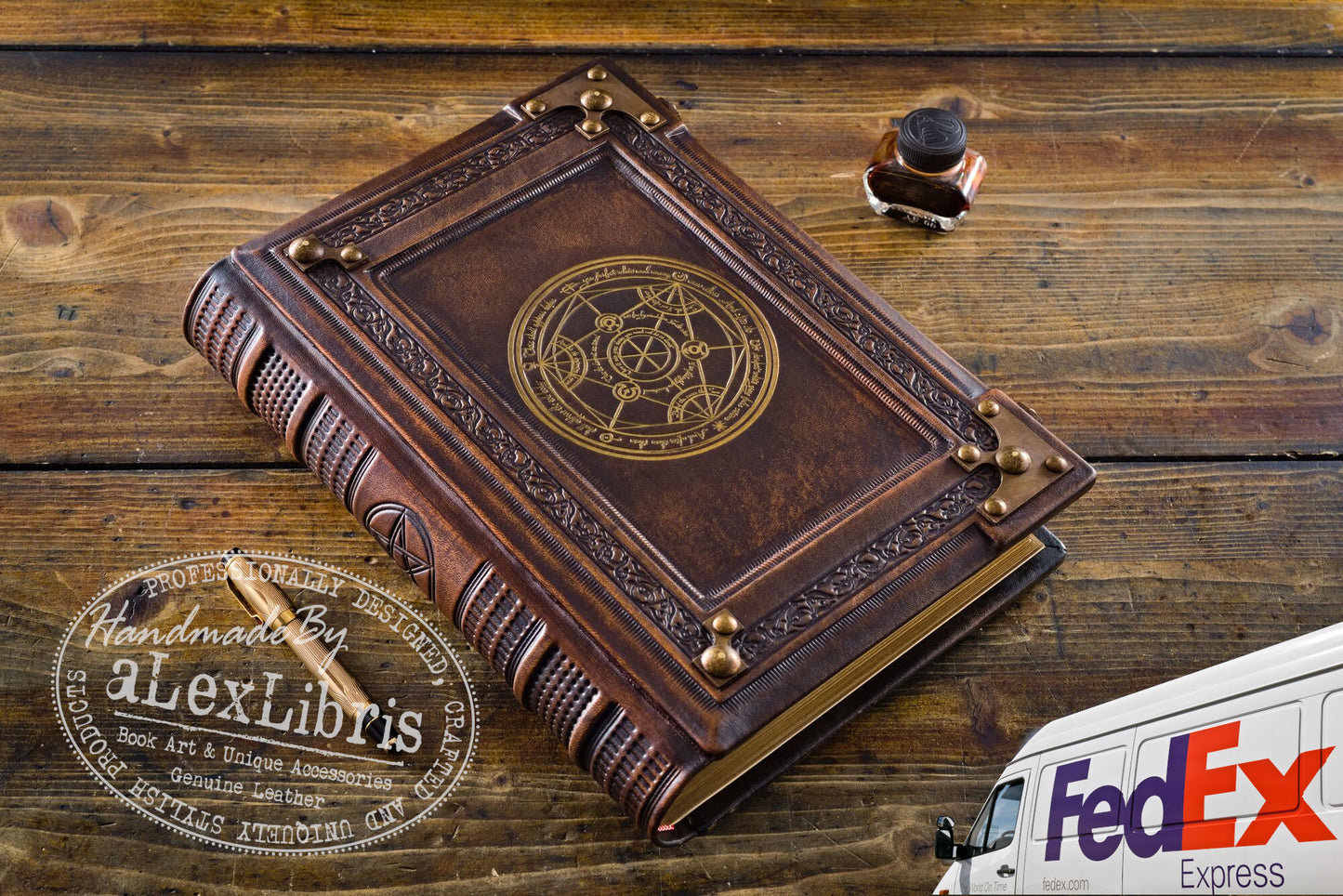 Alchemy Leather Journal: Large 10 x 13 Inches, 500 Blank Pages - Unleash Your Inner Alchemist with this Striking Red Leather Journal