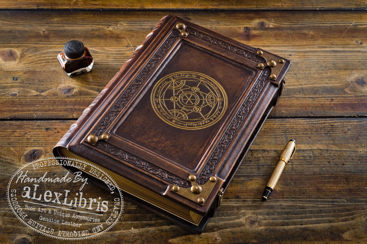 Alchemy Leather Journal: Large 10 x 13 Inches, 500 Blank Pages - Unleash Your Inner Alchemist with this Striking Red Leather Journal