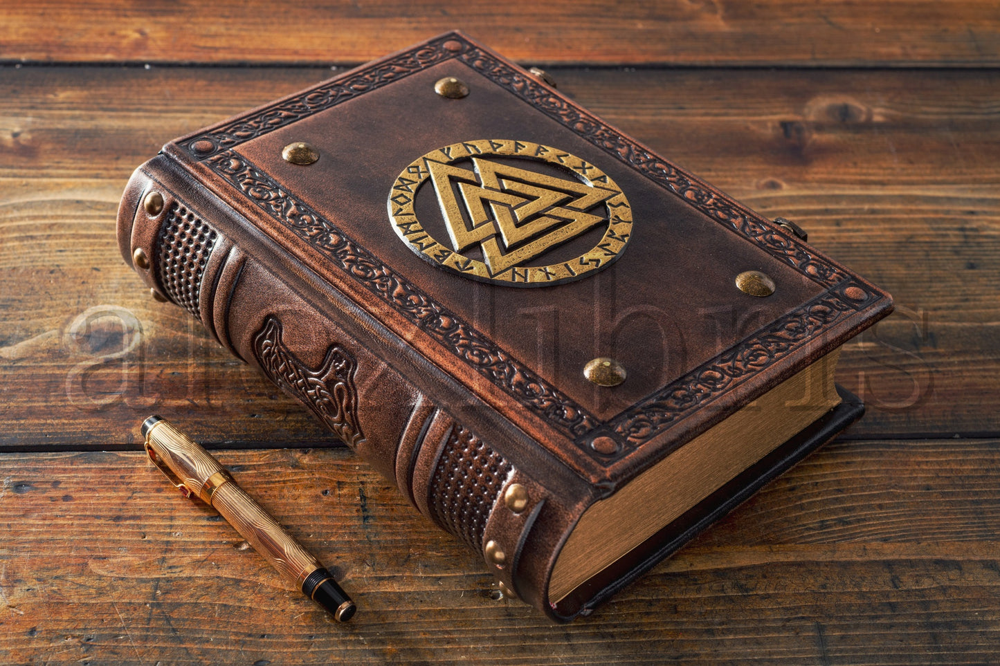 Valknut Leather Journal: Large 7.5 x 10 Inches, 600 Blank Pages - A Tribute to the Norse Gods and the Wisdom of Havamal