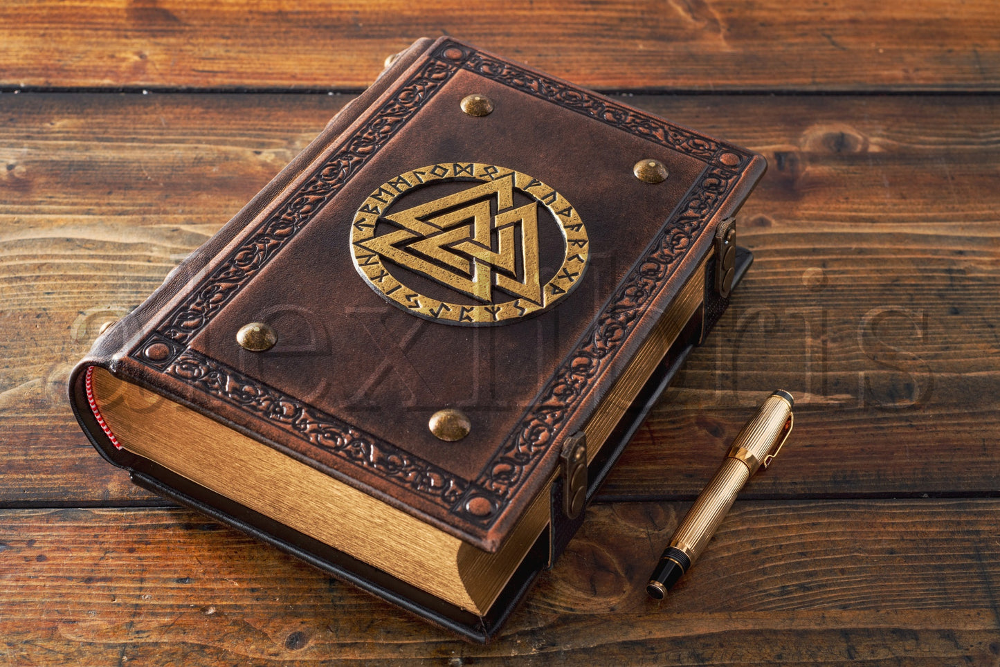 Valknut Leather Journal: Large 7.5 x 10 Inches, 600 Blank Pages - A Tribute to the Norse Gods and the Wisdom of Havamal