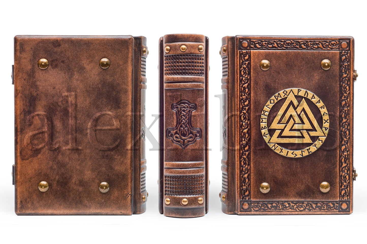 Valknut Leather Journal: Large 7.5 x 10 Inches, 600 Blank Pages - A Tribute to the Norse Gods and the Wisdom of Havamal
