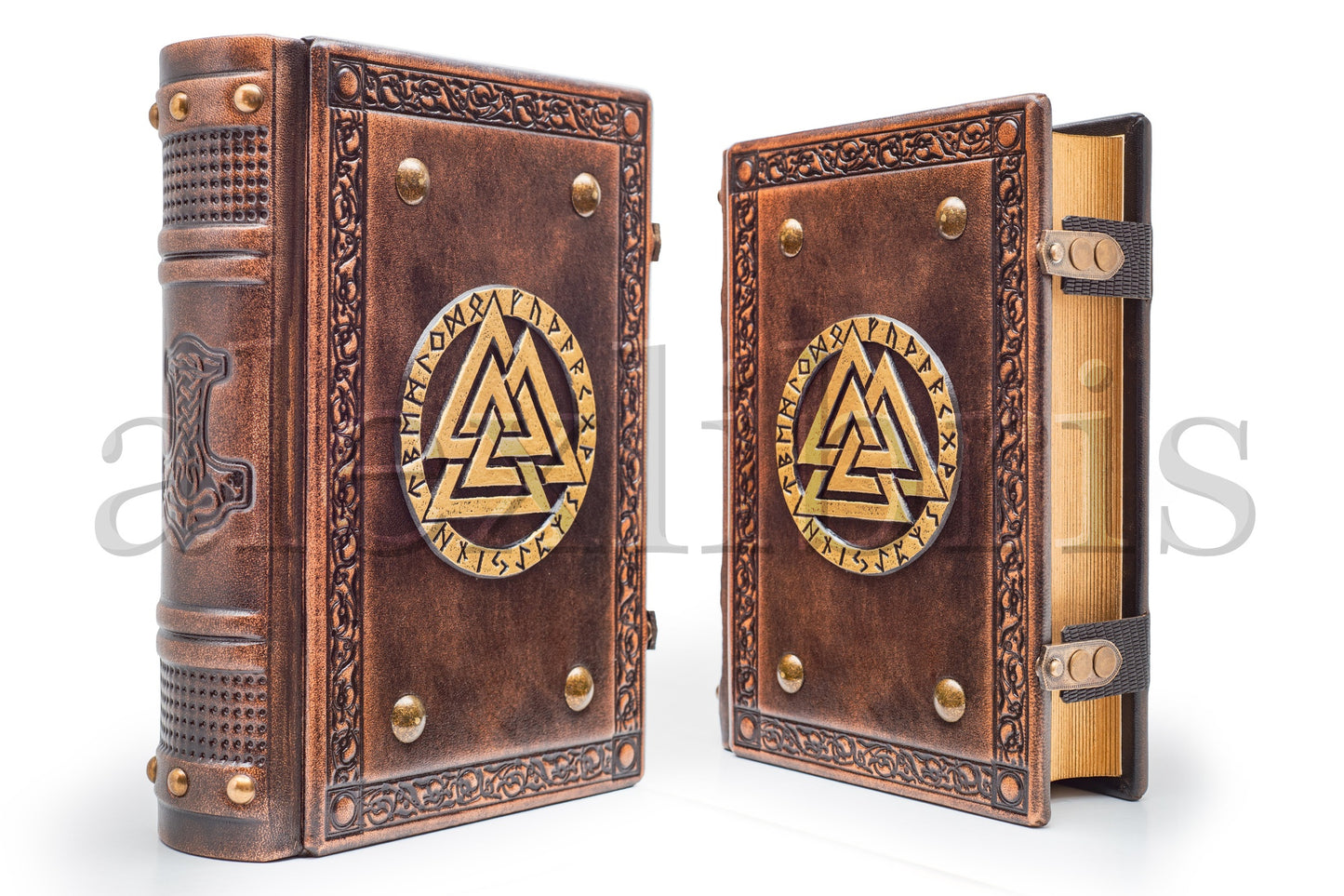 Valknut Leather Journal: Large 7.5 x 10 Inches, 600 Blank Pages - A Tribute to the Norse Gods and the Wisdom of Havamal