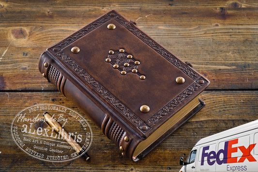 Kabbalah Leather Journal: Large 7.5 x 10 Inches, 600 Blank Pages - Embark on a Spiritual Journey with the Sacred Tree of Life in this Book of Shadows