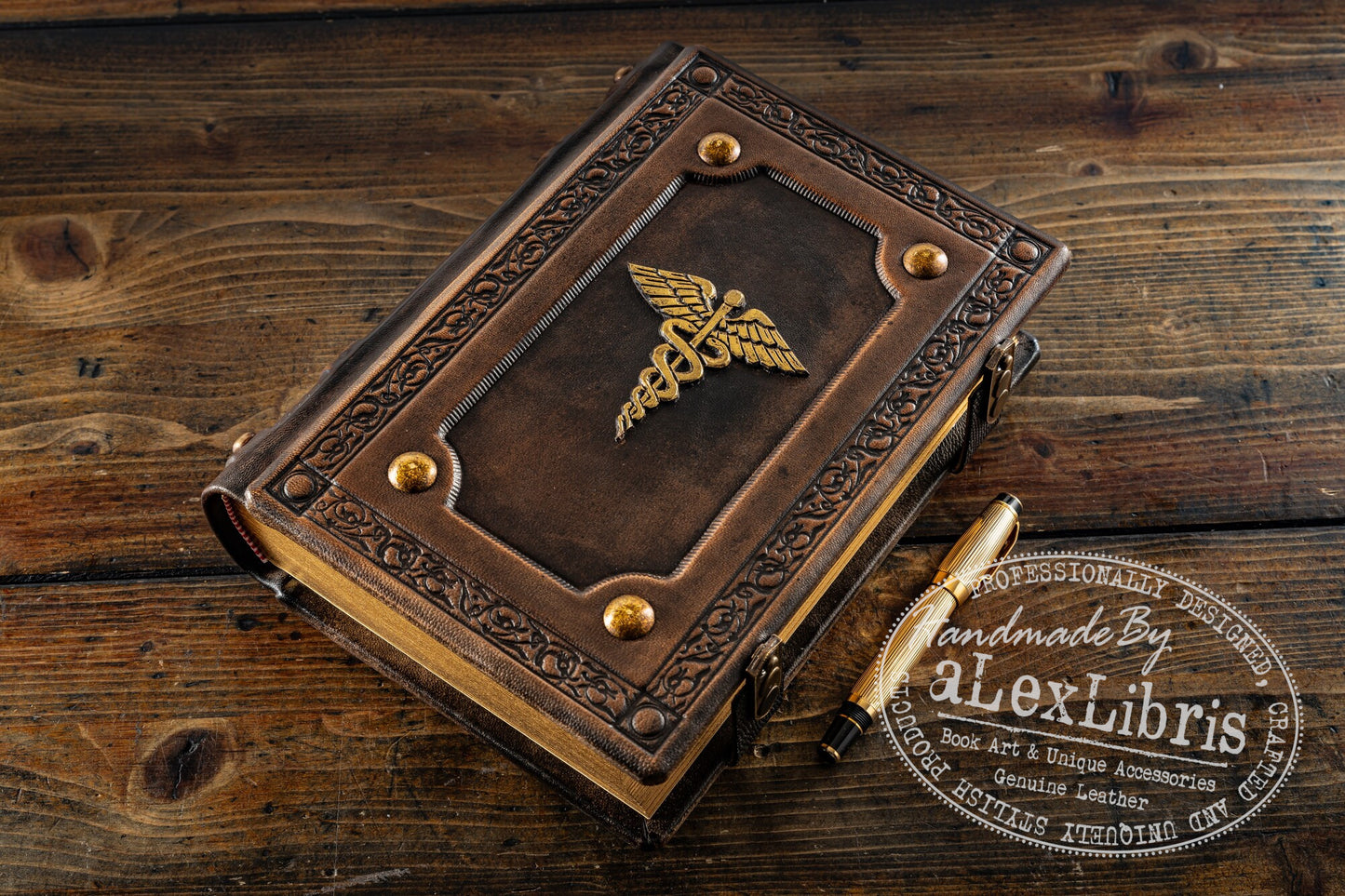 Caduceus Leather Journal: Large 7.5 x 10 Inches, 600 Blank Pages - Embrace the Eternal Cycle with this Antiqued Leather Journal