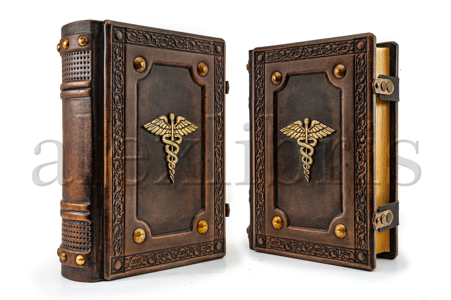 Caduceus Leather Journal: Large 7.5 x 10 Inches, 600 Blank Pages - Embrace the Eternal Cycle with this Antiqued Leather Journal