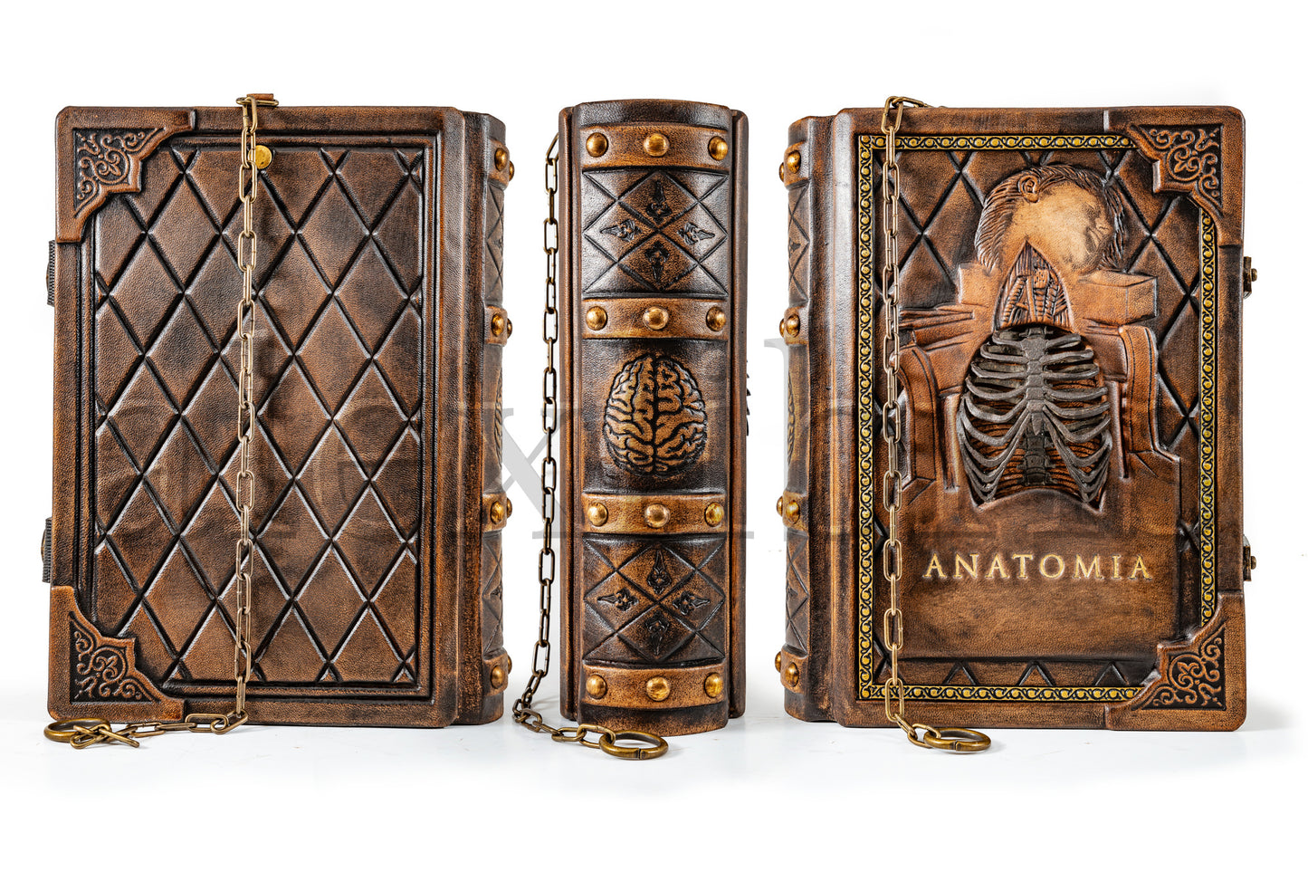 Anatomia: A Renaissance Masterpiece - Hand-Crafted Leather Sketchbook with Exquisite Rib Cage Detailing and Authentic Vintage Design