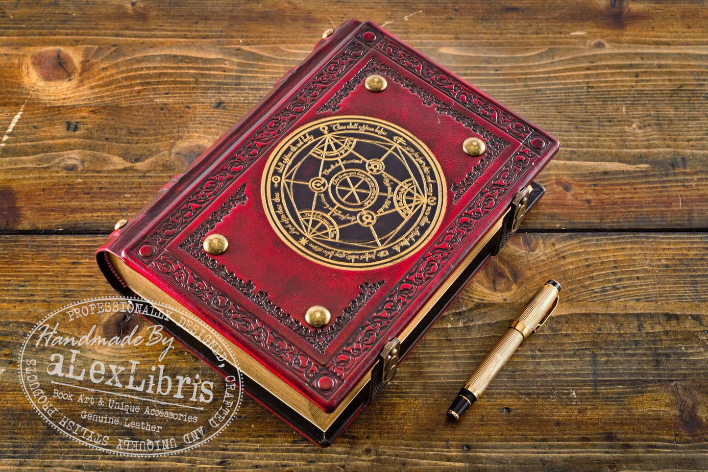 Alchemy Leather Journal: Large 7.5 x 10 Inches, 600 Blank Pages - Unleash Your Inner Alchemist with this Striking Red Leather Journal