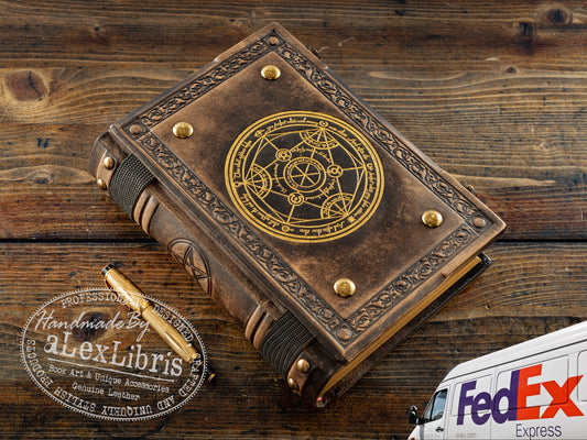 Alchemy Leather Journal: Large 8 x 10 Inches, 500 Blank Pages - Unleash your Inner Alchemist with this Antiqued Leather Journal