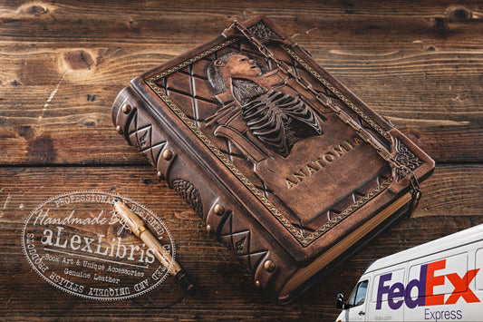 Anatomia: A Renaissance Masterpiece - Hand-Crafted Leather Sketchbook with Exquisite Rib Cage Detailing and Authentic Vintage Design
