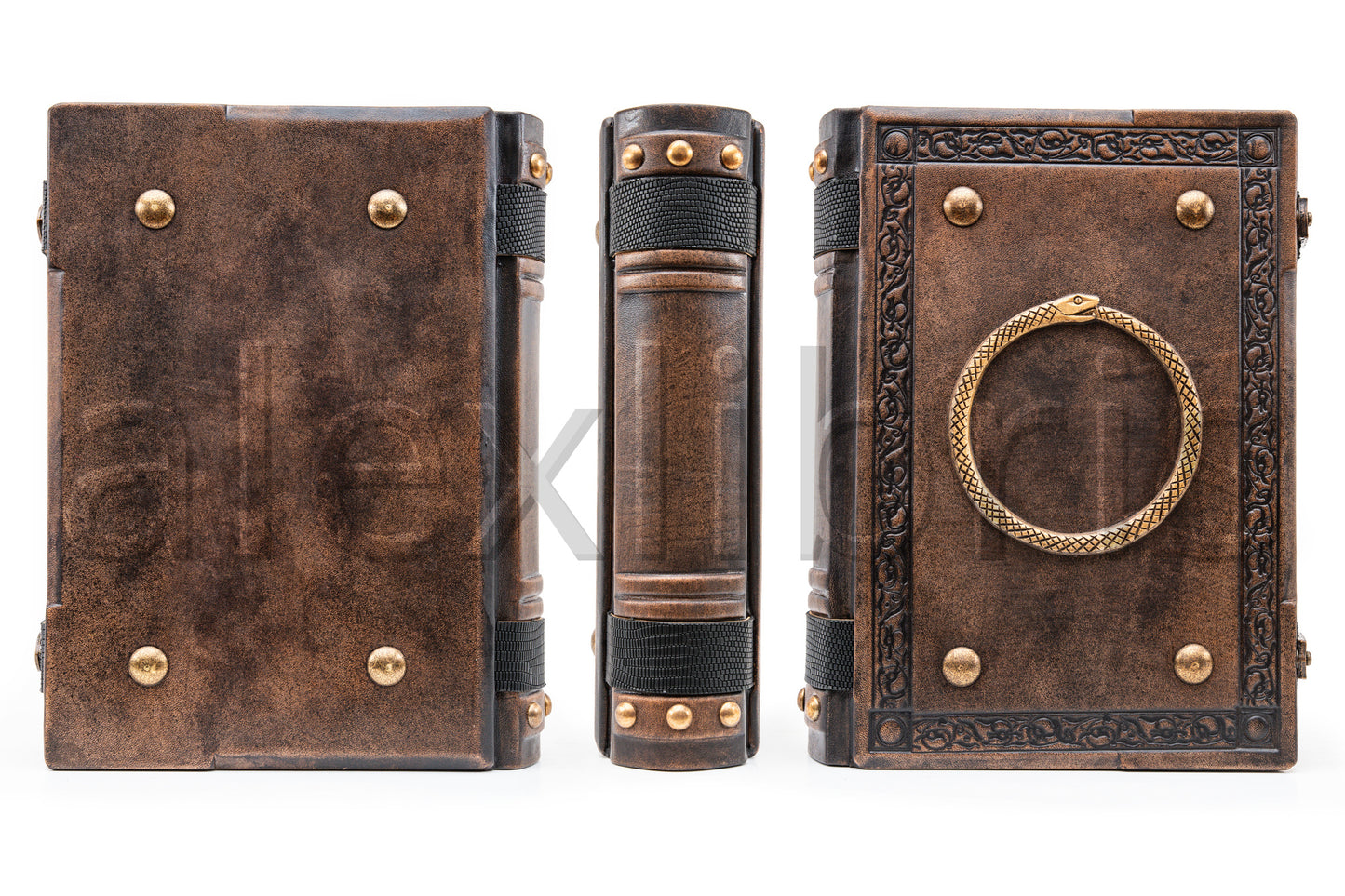 Ouroboros Leather Journal: Large 8 x 10 Inches, 500 Blank Pages - Embrace the Eternal Cycle with this Antiqued Leather Journal