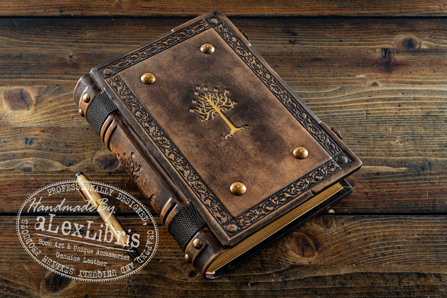 Gondor Tree Leather Journal: Large 8 x 10 Inches, 500 Blank Pages - Realm of Gondor with this Antiqued Leather Journal