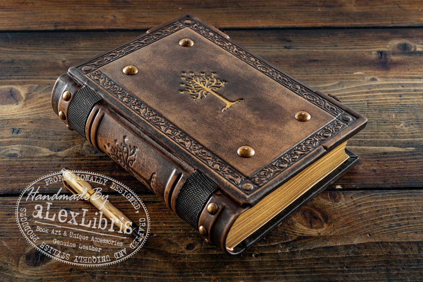 Gondor Tree Leather Journal: Large 8 x 10 Inches, 500 Blank Pages - Realm of Gondor with this Antiqued Leather Journal