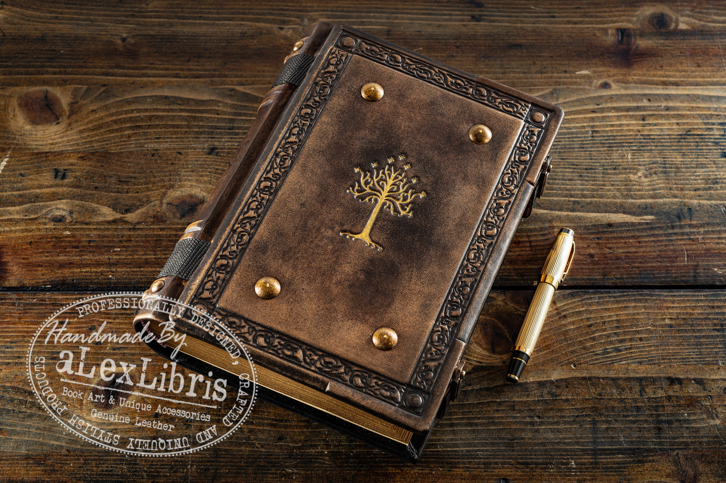 Gondor Tree Leather Journal: Large 8 x 10 Inches, 500 Blank Pages - Realm of Gondor with this Antiqued Leather Journal