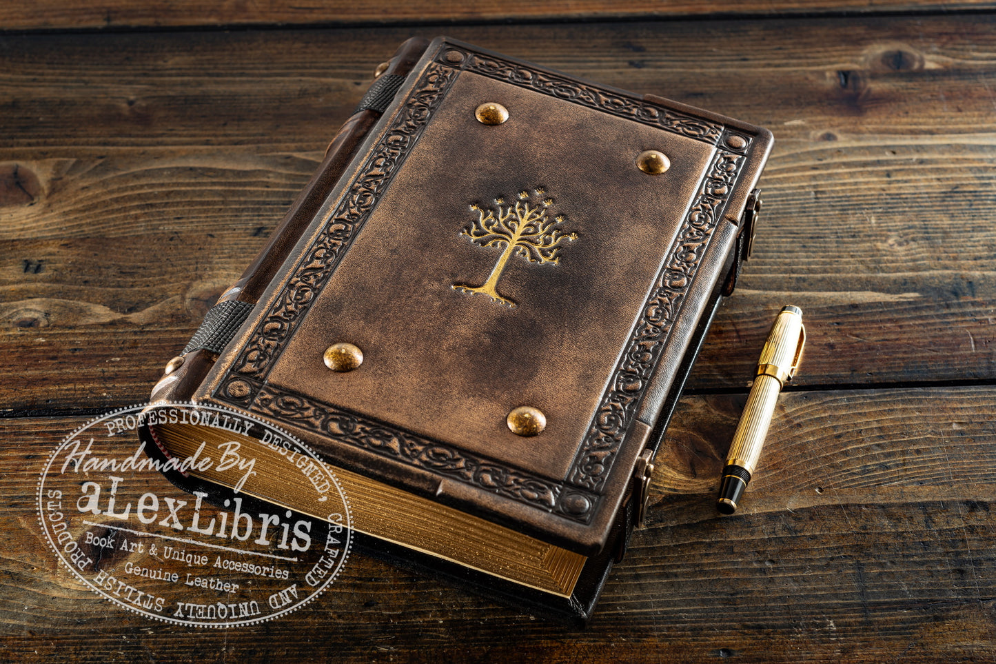 Gondor Tree Leather Journal: Large 8 x 10 Inches, 500 Blank Pages - Realm of Gondor with this Antiqued Leather Journal