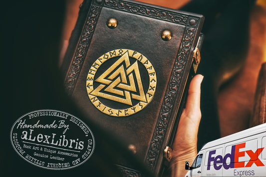 Valknut Leather Journal: Large 7.5 x 10 Inches, 600 Blank Pages - A Tribute to the Norse Gods and the Wisdom of Havamal